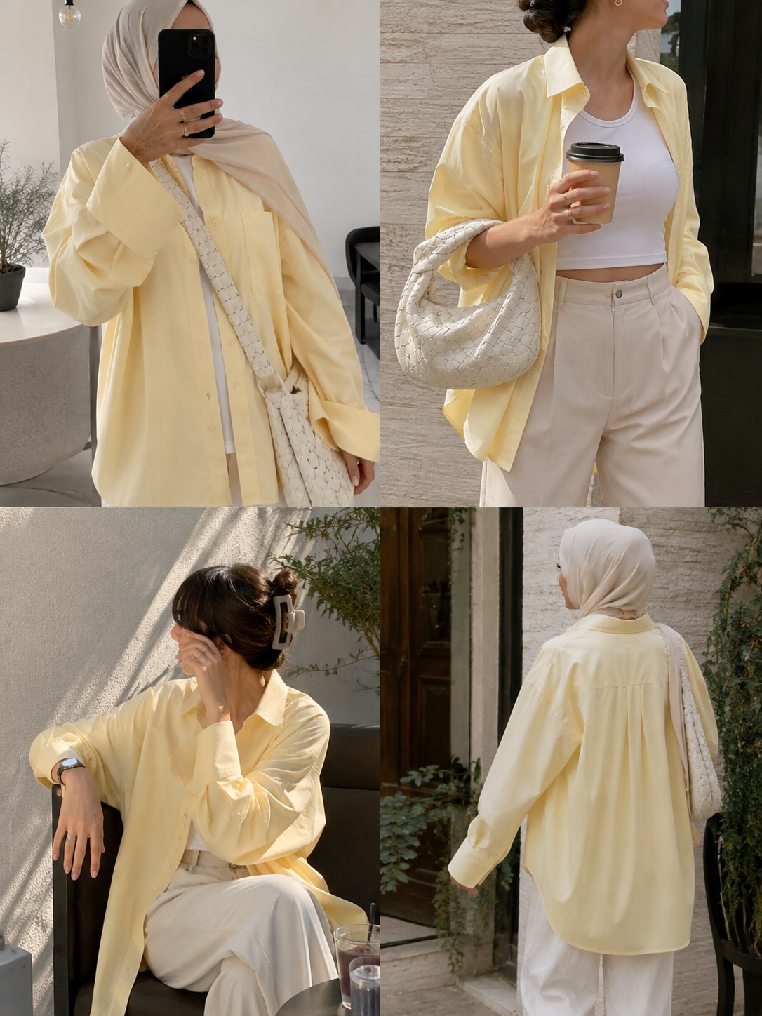 TRIO SET (BUTTER YELLOW BUTTON DOWN SHIRT WITH WHITE INNER AND BEIGE FORMAL COTTON PANT)