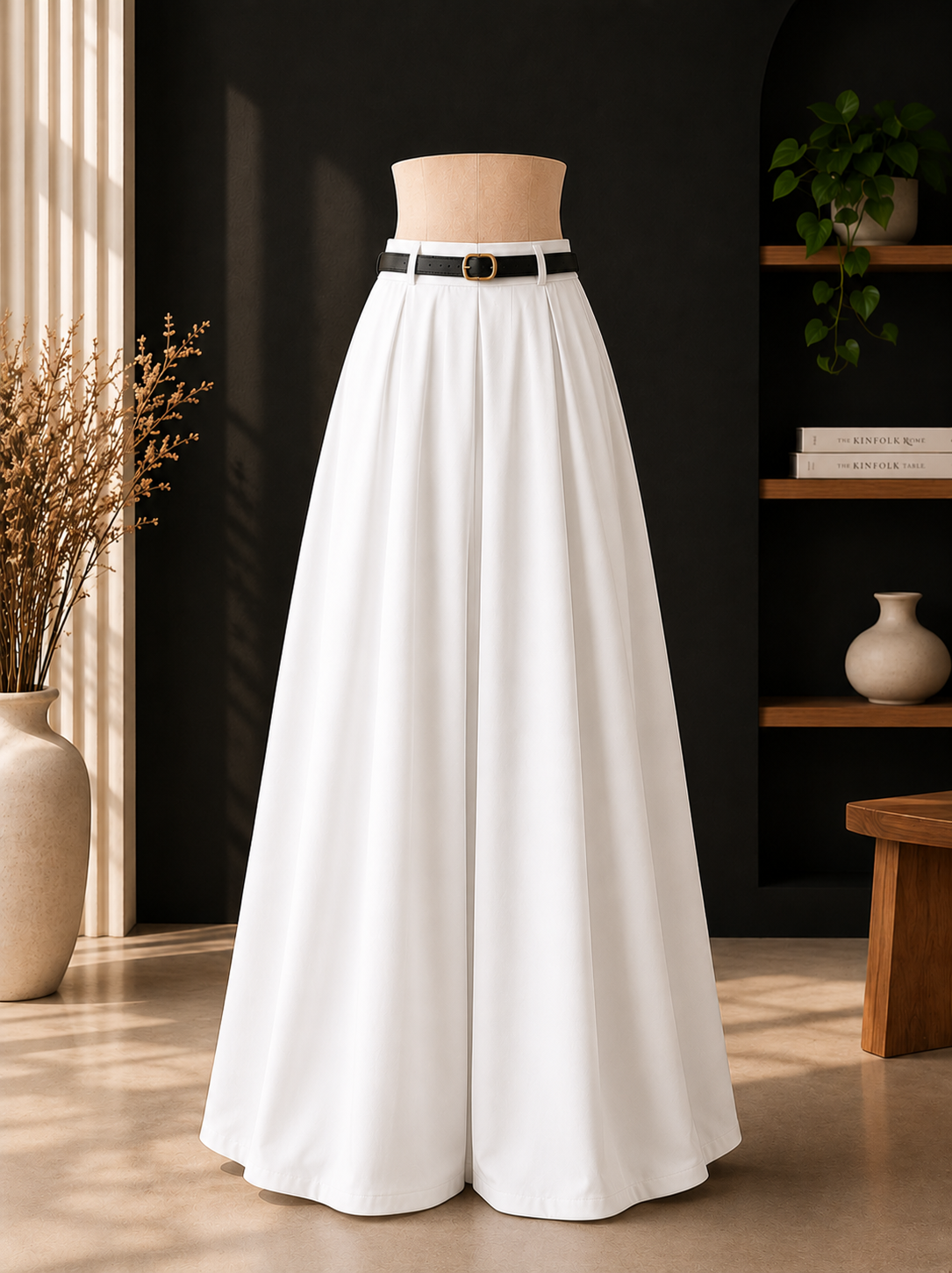 WHITE FLARED MAXI SKIRT