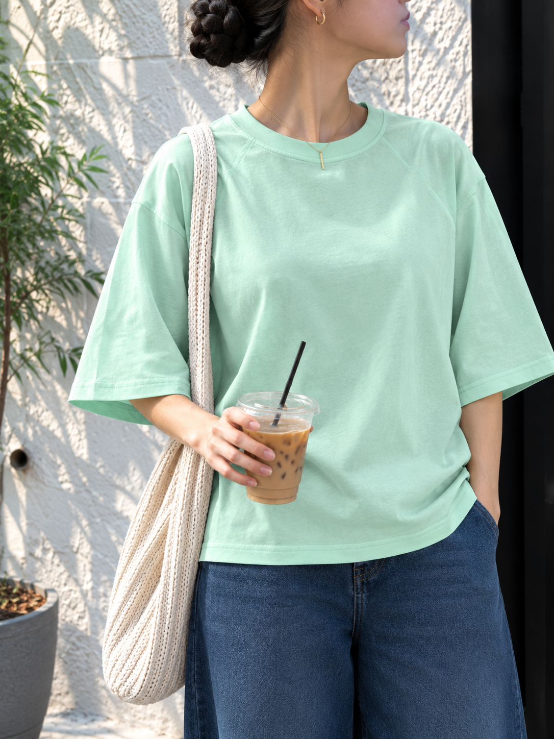 SEA GREEN OVERSIZED DROP SHOULDER TEE