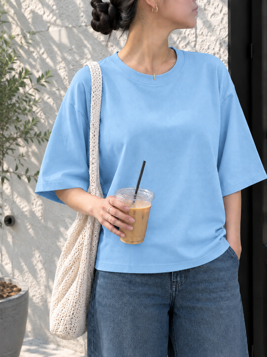 SKY BLUE OVERSIZED DROP SHOULDER TEE