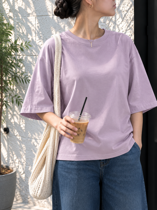 LILAC OVERSIZED DROP SHOULDER TEE