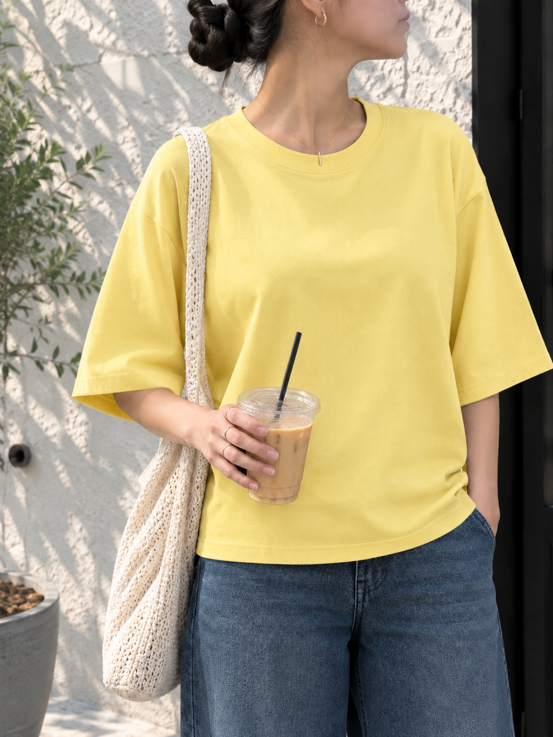 YELLOW OVERSIZED DROP SHOULDER TEE