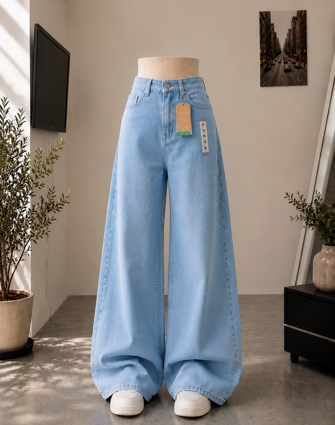 SKY BLUE WIDE LEG BAGGY JEANS